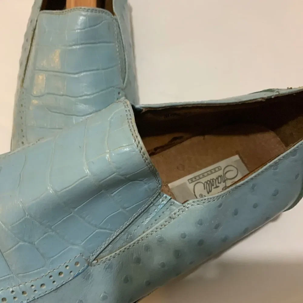 Fratelli Loafers Mens Size 9 Leather Slip On blue Square Toe Dress Shoes